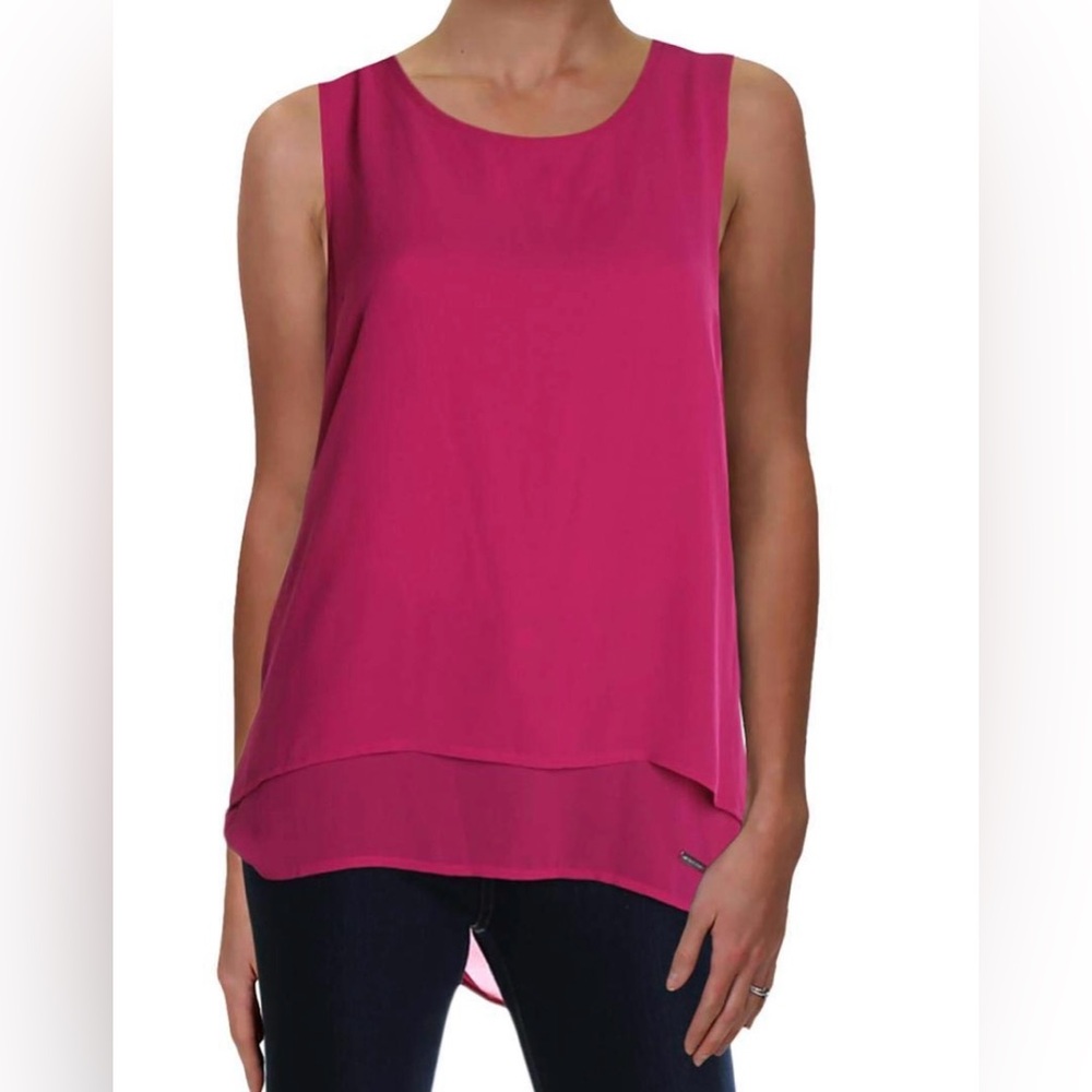 Michael Kors‎ Hot Pink Sleeveless Hi-Low Tank Top Y2K Summercore Size M - Picture 4 of 7